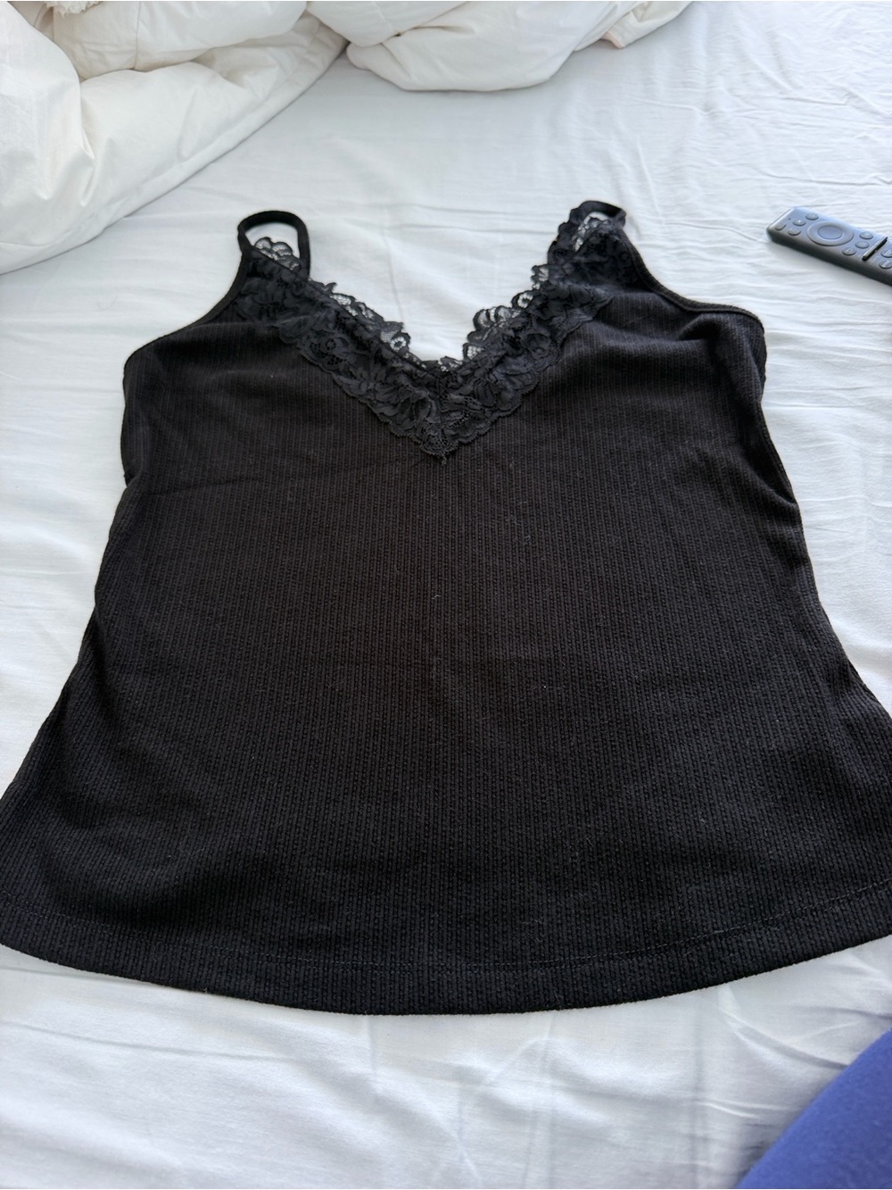 Heartloom Black Lace V-Neck Ribbed Cami